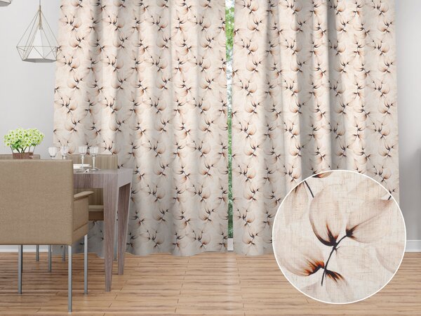 Biante Dekorační závěs Elen PM-132 Krémové listy na režném - šířka 140 cm 140x140 cm