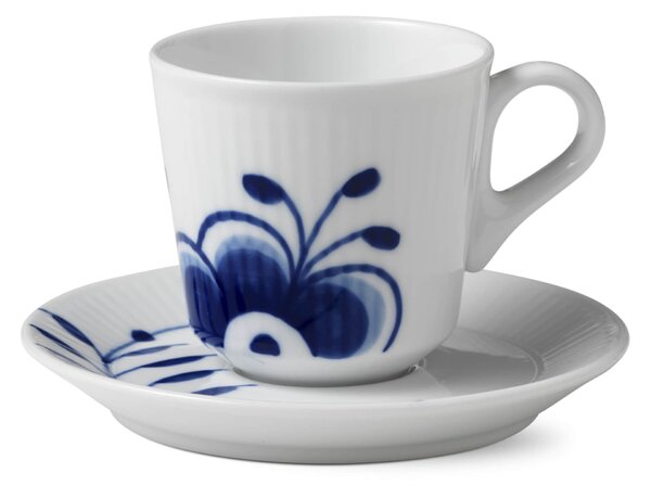 Porcelánový šálek s podšálkem Blue Fluted Mega 90 ml