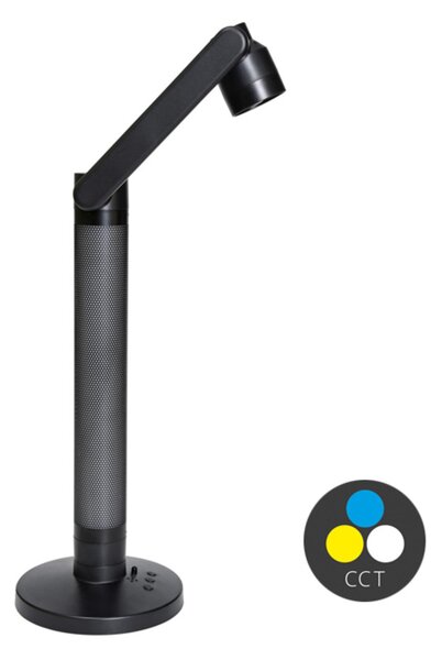 Ecolite LED stolní lampa 10W RC stmívatelná 3CCT RGB noha 500lm černá LU17C-CR