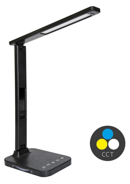 Ecolite LED stolní lampa 8W stmívatelná 5CCT 500lm USB 1A/5V černá LU19AC-CR