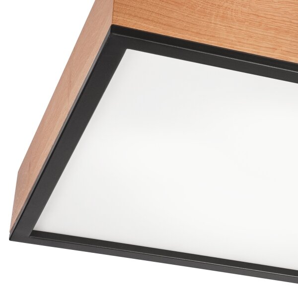 Stropní svítidlo OAK SQUARE 4xE27/15W/230V 48x48 cm dub/černá