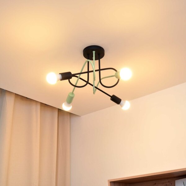 Přisazený lustr OXFORD 4xE27/15W/230V černá/zelená