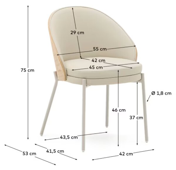 Béžová koženková jídelní židle Kave Home Eamy