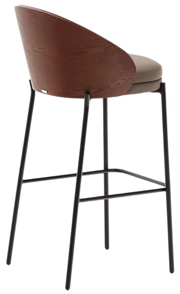 Hnědá koženková barová židle Kave Home Eamy 77 cm