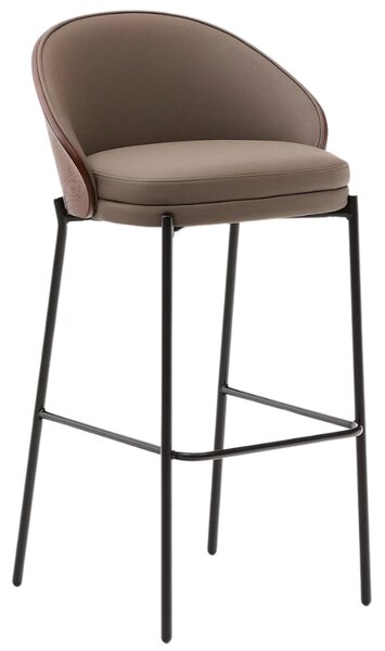 Hnědá koženková barová židle Kave Home Eamy 77 cm