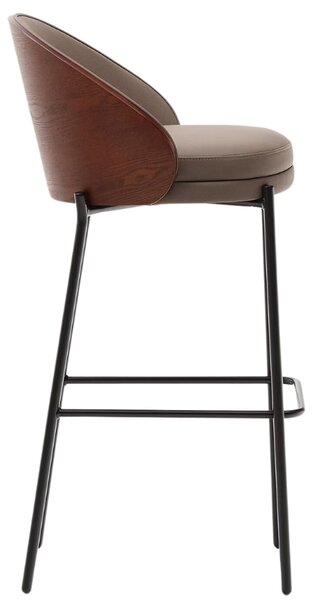 Hnědá koženková barová židle Kave Home Eamy 77 cm
