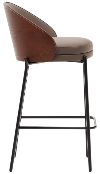 Hnědá koženková barová židle Kave Home Eamy 65 cm