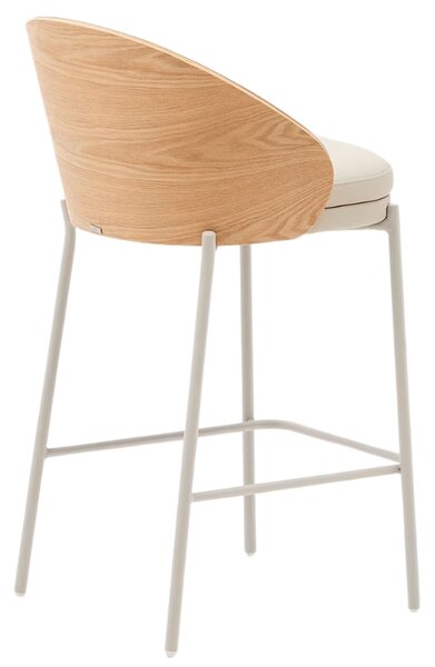 Béžová koženková barová židle Kave Home Eamy 65 cm