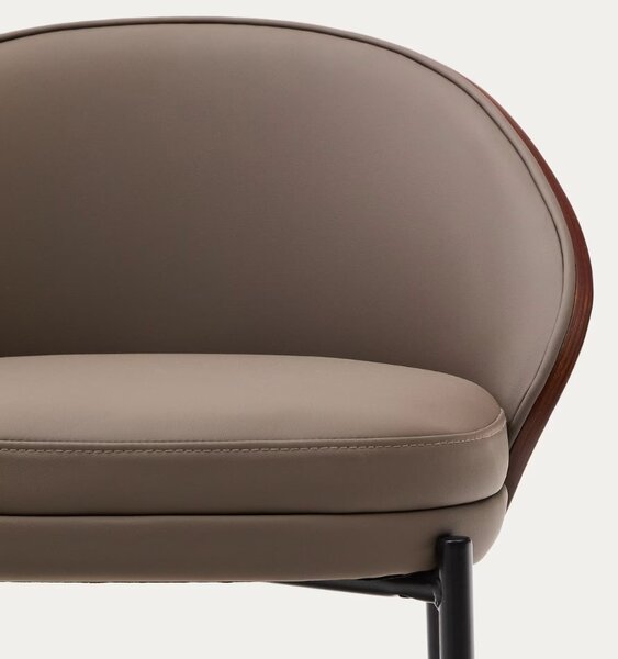 Hnědá koženková barová židle Kave Home Eamy 65 cm