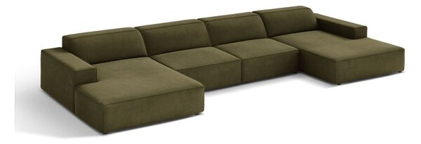Khaki sametová modulární rohová pohovka (do "U") Jodie – Micadoni