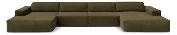 Khaki sametová modulární rohová pohovka (do "U") Jodie – Micadoni