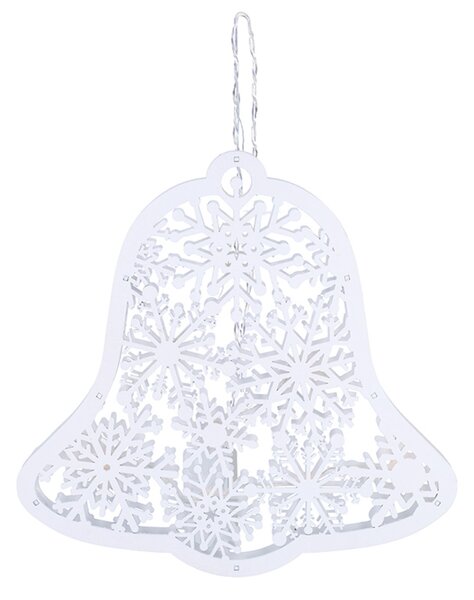 Solight LED dřevěný vánoční zvoneček, 9x LED, bílá, 30cm, časovač, 2x AA 1V296