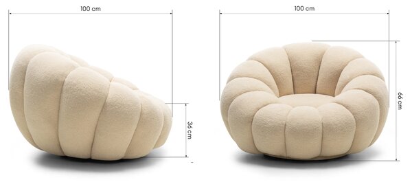 Hector Designové relaxační křeslo VENEZIA 100 cm bouclé béžové