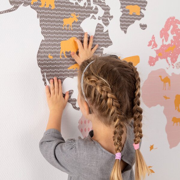 Samolepka World Map Pink