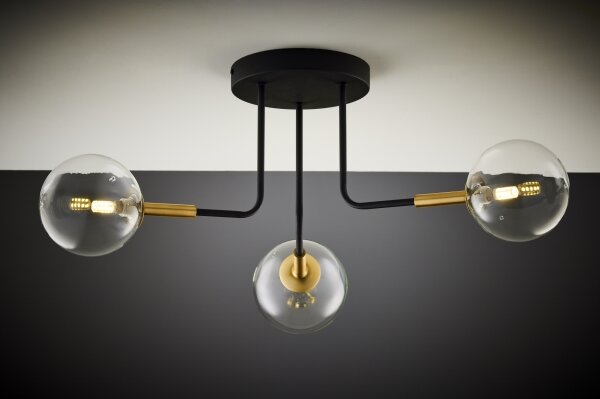 Jupiter 2039 - Lustr na tyči BURANO 3xG9/10W/230V černá/zlatá/čirá
