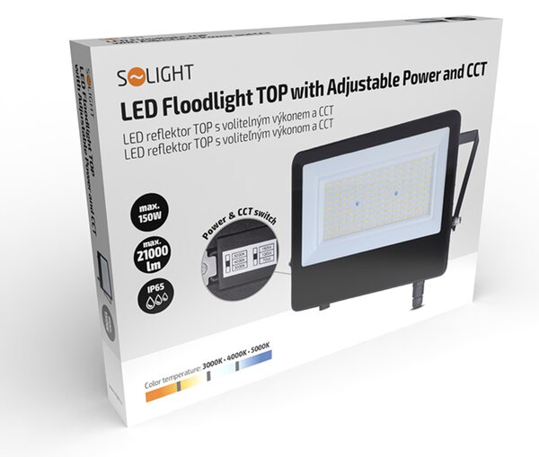 Solight LED reflektor TOP, 150W, max. 21000lm, 3CCT, volitený výkon 100/75/47%, IP65, rychlokonektor WM-150W-T