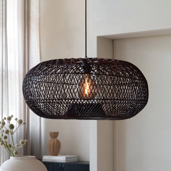 Good & Mojo GOOD MOJO závěsné světlo Arizona, červená, Ø 70 cm, ratan, E27, stmívatelný, Červená, Obývací pokoj / jídelna, Dřevo, Design