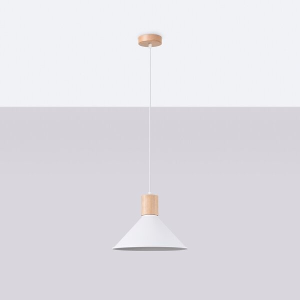 Sollux SL.1319 - Lustr na lanku JAGA 1xE27/15W/230V pr. 30 cm bílá
