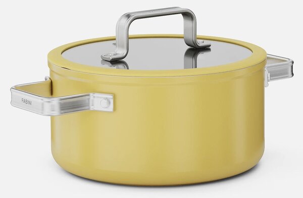 Fabini Hrnec Meda 5.0 Standard, ø 20 cm (2,6 l) - Nepřilnavý hrnec s keramickým povrchem s poklicí, žlutý