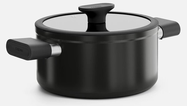 Fabini Hrnec Meda 5.0 Economy, ø 20 cm (2,6 l) - Nepřilnavý hrnec s keramickým povrchem s poklicí, černý
