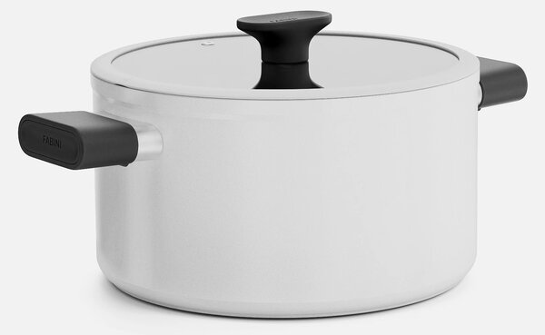 Fabini Kastrol Meda 5.0 Economy, ø 24 cm (5,4 l) - Nepřilnavý hrnec s keramickým povrchem s poklicí, krémový