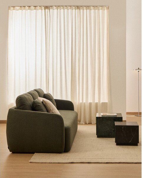 Tmavě zelená žinylková rozkládací pohovka 218 cm Laira – Kave Home