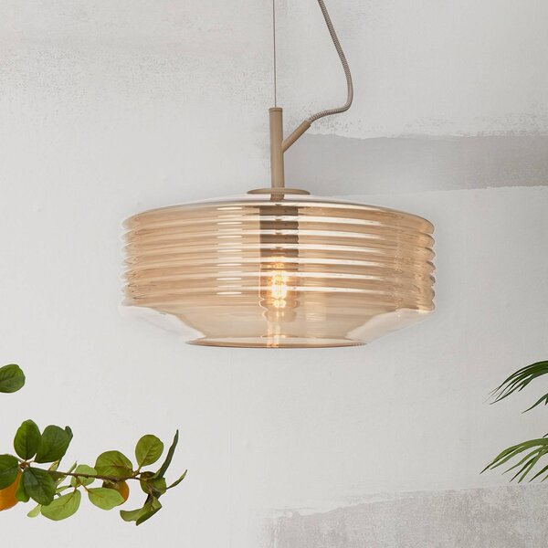 It's about RoMi Závěsné světlo Verona, jantarová barva, sklo, E27, stmívatelný, Krémová / jantar, Obývací pokoj / jídelna, Sklo, Design