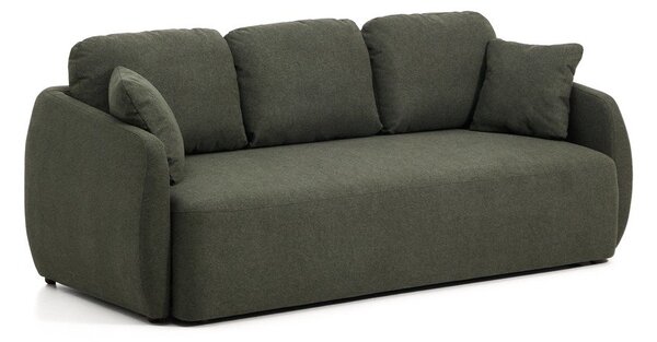 Tmavě zelená žinylková rozkládací pohovka 218 cm Laira – Kave Home