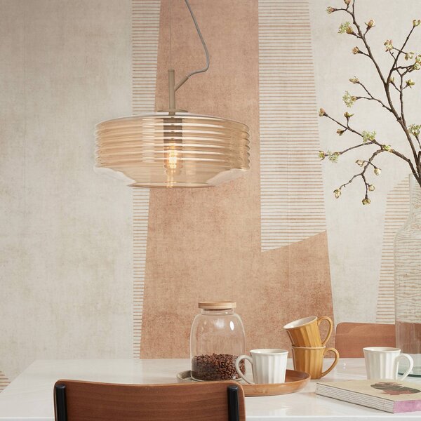 It's about RoMi Závěsné světlo Verona, jantarová barva, sklo, E27, stmívatelný, Krémová / jantar, Obývací pokoj / jídelna, Sklo, Design