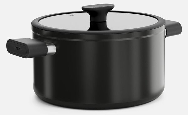 Fabini Kastrol Meda 5.0 Economy, ø 24 cm (5,4 l) - Nepřilnavý hrnec s keramickým povrchem s poklicí, černý