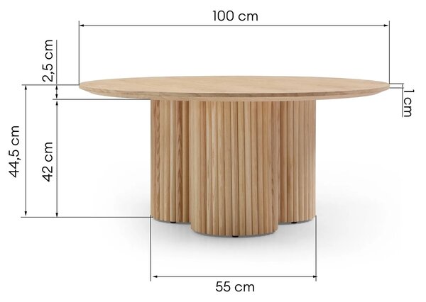 Hector Kruhový konferenční stolek Vesby 100 cm dub přírodní/jasan