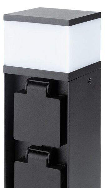 Solight zahradní sloupek IP44 s LED osvětlením, hliník, 2 zásuvky, černý PG13B