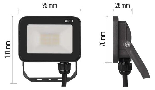 Emos lighting LED reflektor INOVO 10W, antracit, neutrální bílá, IP65 1531242612
