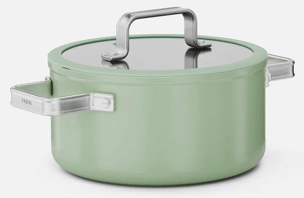 Fabini Hrnec Meda 5.0 Standard, ø 20 cm (2,6 l) - Nepřilnavý hrnec s keramickým povrchem s poklicí, šalvějově zelený