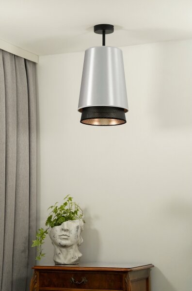 Duolla - Přisazený lustr BELL SHINY 1xE27/15W/230V pr. 25 cm stříbrná/černá
