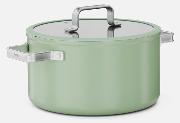 Fabini Kastrol Meda 5.0 Standard, ø 24 cm (5,4 l) - Nepřilnavý kastrol s keramickým povrchem s poklicí, šalvějově zelený