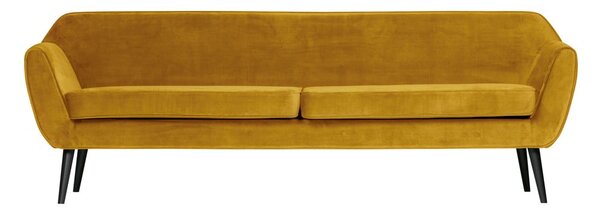 Žlutá sametová pohovka WOOOD Rocco, 230 cm
