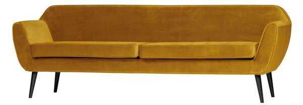 Žlutá sametová pohovka WOOOD Rocco, 230 cm