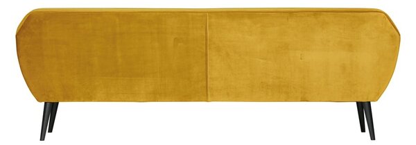 Žlutá sametová pohovka WOOOD Rocco, 230 cm