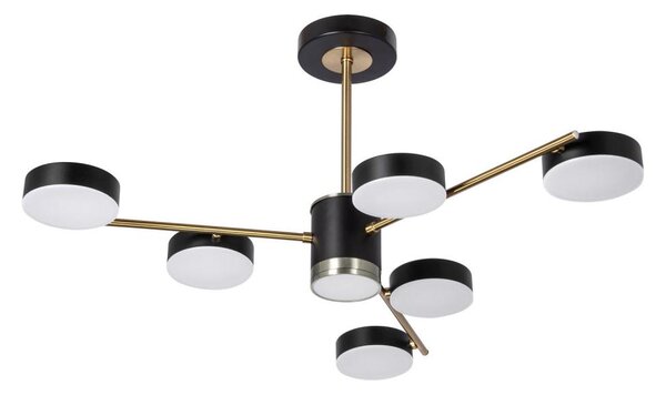 LED Lustr na tyči 6xLED/7W/230V + LED/6W 3000-6000K pr. 69 cm zlatá/černá