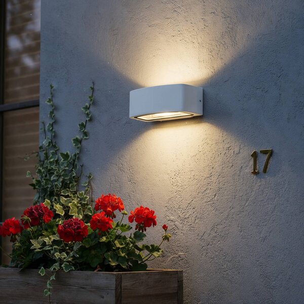 IDEAL LUX Ideal Lux venkovní nástěnné svítidlo Andromeda, bílé, šířka 22 cm, hliník, stmívatelný, Bílá / opál, Koupelna, Hliník, Moderní, Nástěnné bodové svítidlo