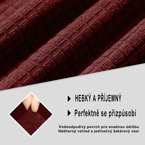 Elastický žakárový potah na dvoumístnou pohovku BestBerg / vínová