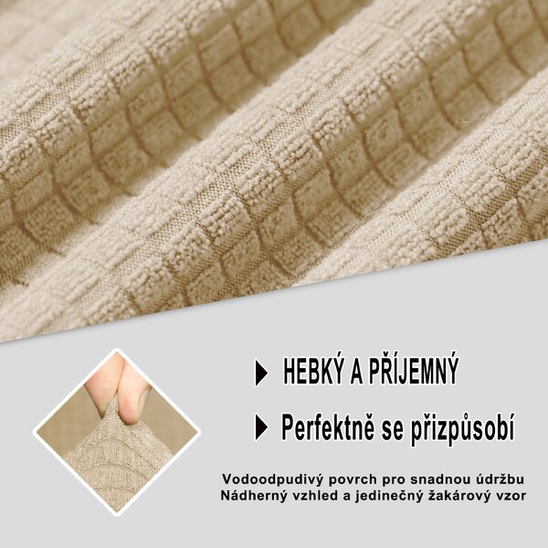 Elastický žakárový potah na dvoumístnou pohovku BestBerg / přírodní