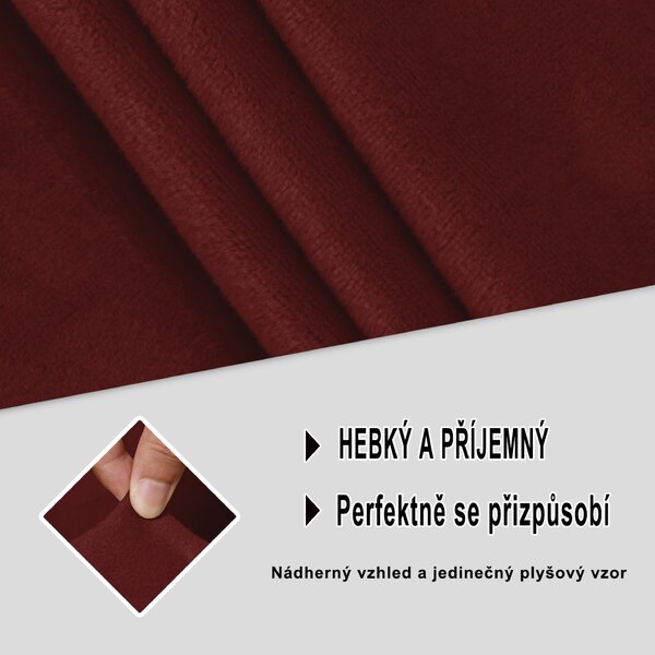 Elastický plyšový potah na dvoumístnou pohovku BestBerg / vínová