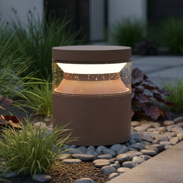IDEAL LUX Ideal Lux LED podlahová lampa Boeing, kávově hnědá, výška 15 cm, Hnědá / rez, kov