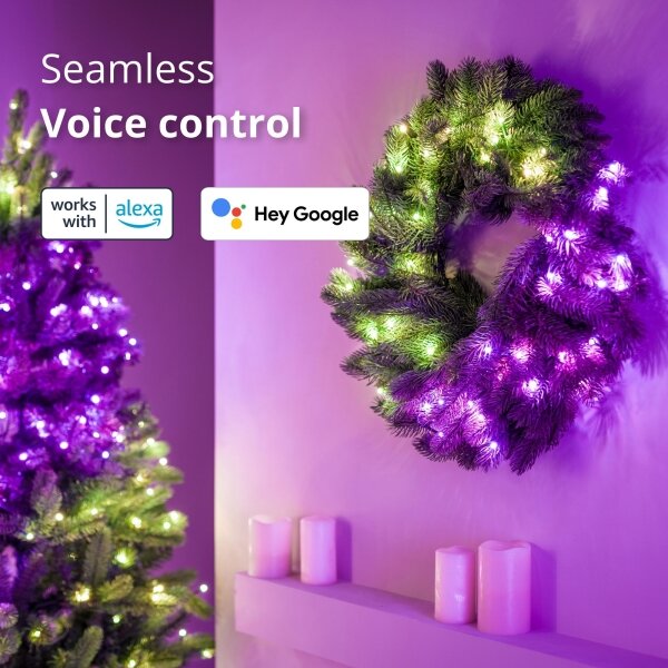 Twinkly GD20P4425P00 - LED RGB Stmívatelný vánoční věnec 50xLED pr. 60 cm Wi-Fi