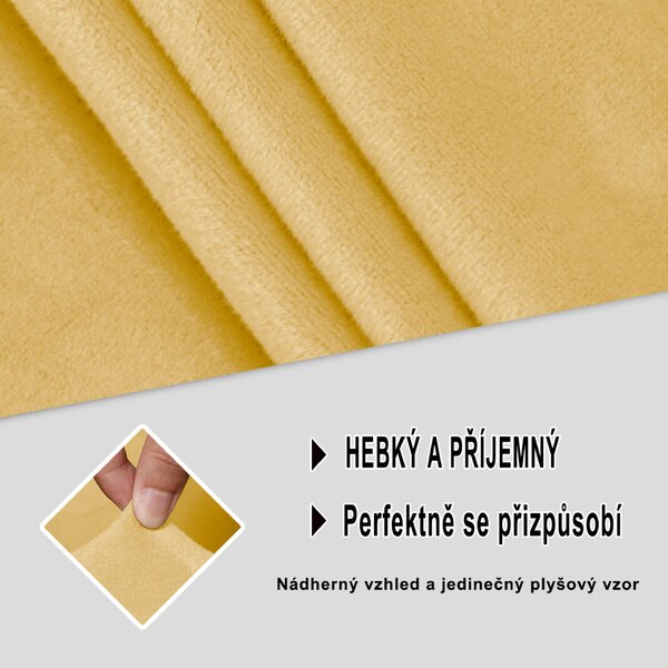 Elastický plyšový potah na dvoumístnou pohovku BestBerg / světle žlutá
