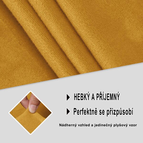 Elastický plyšový potah na dvoumístnou pohovku BestBerg / žlutá