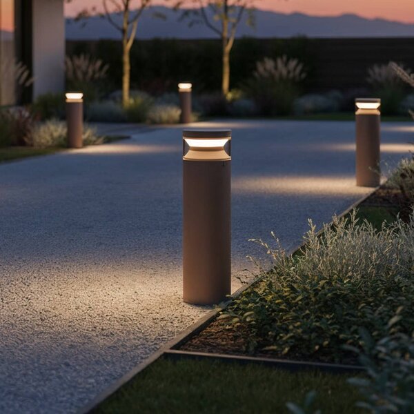 IDEAL LUX Ideal Lux LED podlahová lampa Boeing, kávově hnědá, výška 40 cm, Hnědá / rez, kov