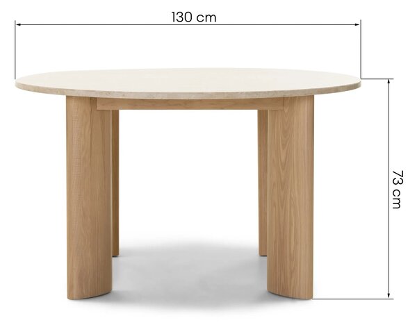 Hector Jídelní stůl Rimley 130 cm z masivu jasan/travertin